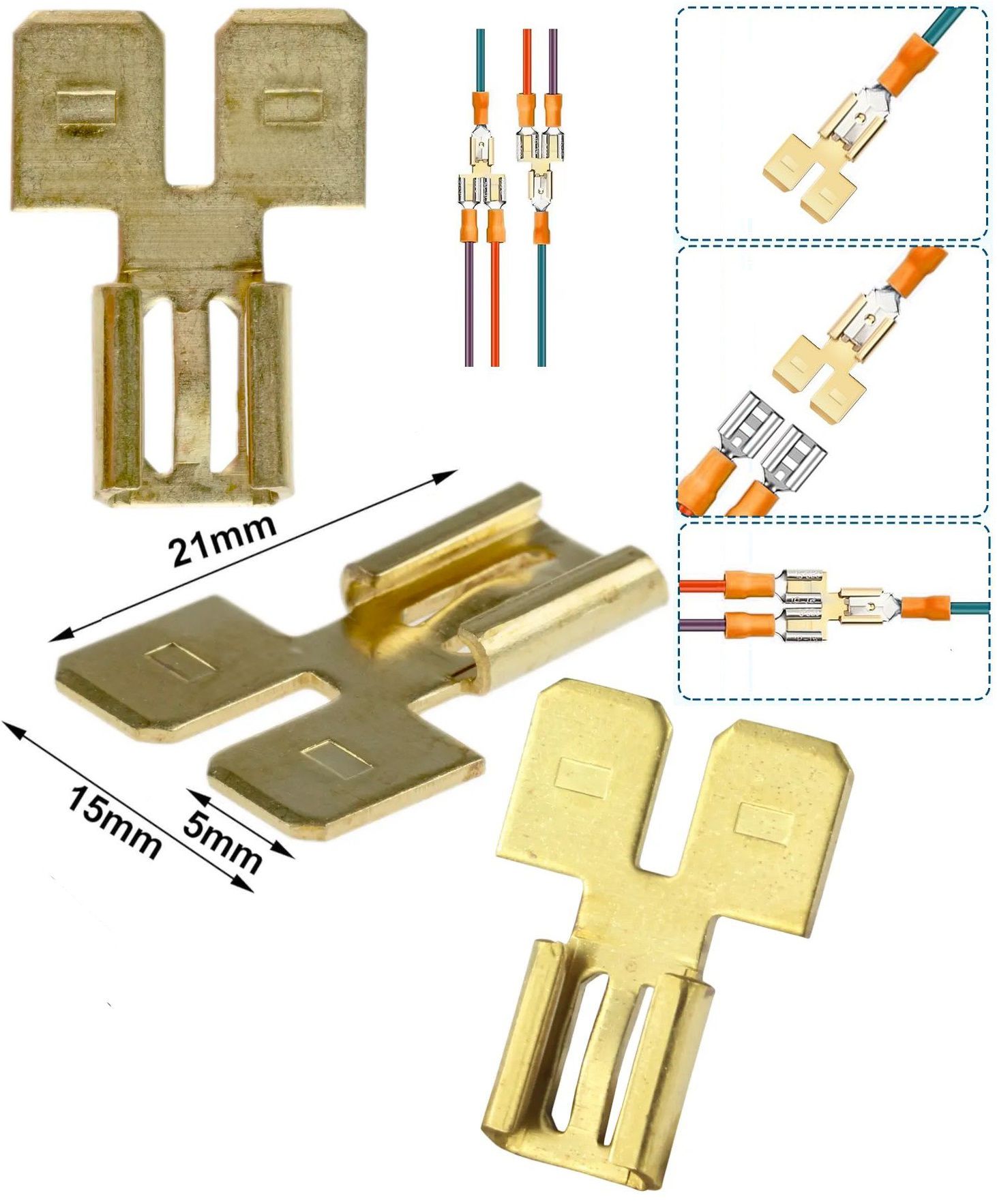 Faston Latón Doble Macho A Hembra T 6.3mm